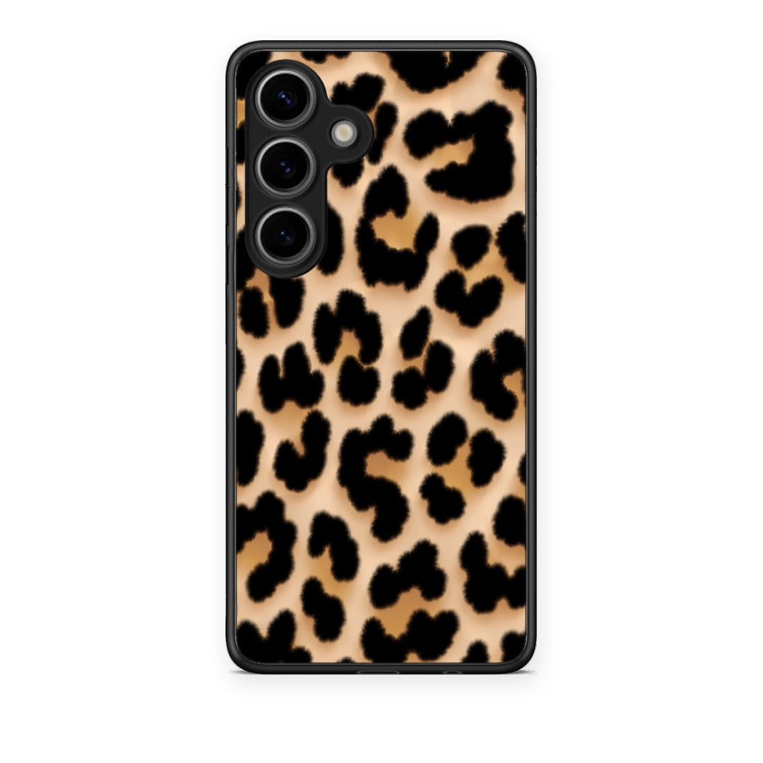 Θήκη Samsung Galaxy S25 Leopard Print Tan Large από τη Smartfits με σχέδιο στο πίσω μέρος και μαύρο περίβλημα | Samsung Galaxy S25 Leopard Print Tan Large case with colorful back and black bezels