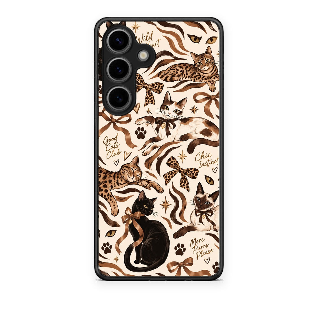 Θήκη Samsung Galaxy S25 Wild Cats and Animal Print Collage από τη Smartfits με σχέδιο στο πίσω μέρος και μαύρο περίβλημα | Samsung Galaxy S25 Wild Cats and Animal Print Collage case with colorful back and black bezels