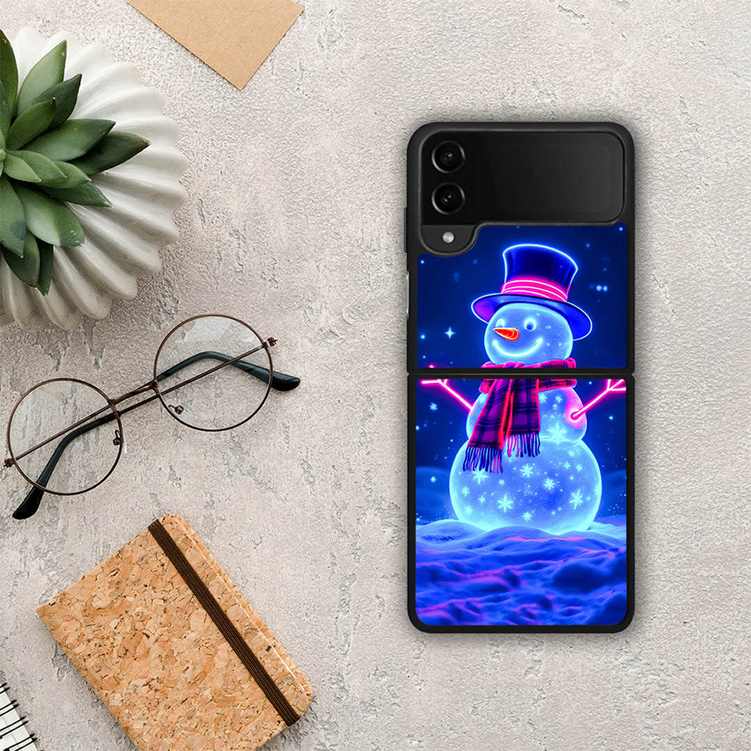 Christmas Neon Snowman - Samsung Galaxy Z Flip4 θήκη