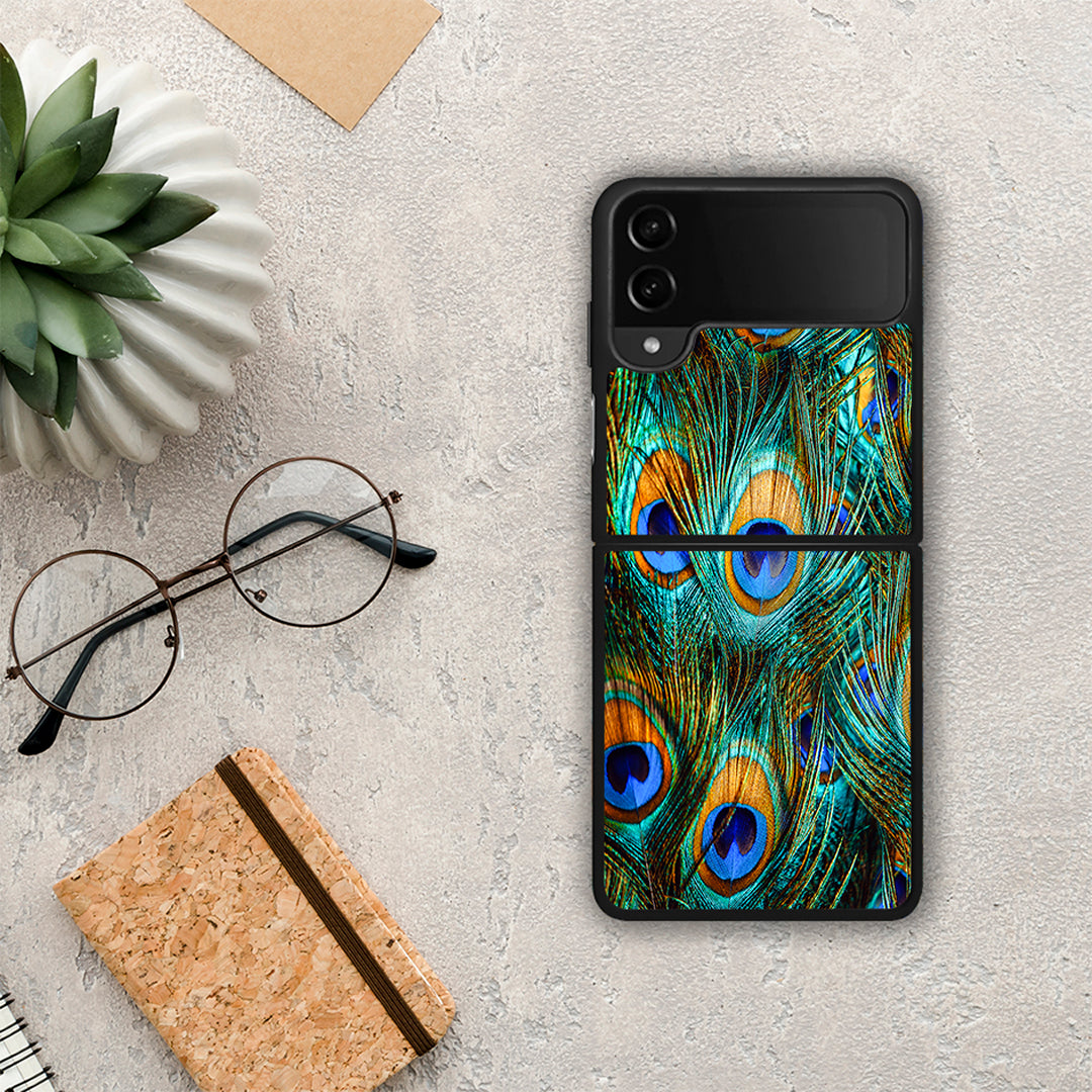 Real Peacock Feathers - Samsung Galaxy Z Flip4 θήκη