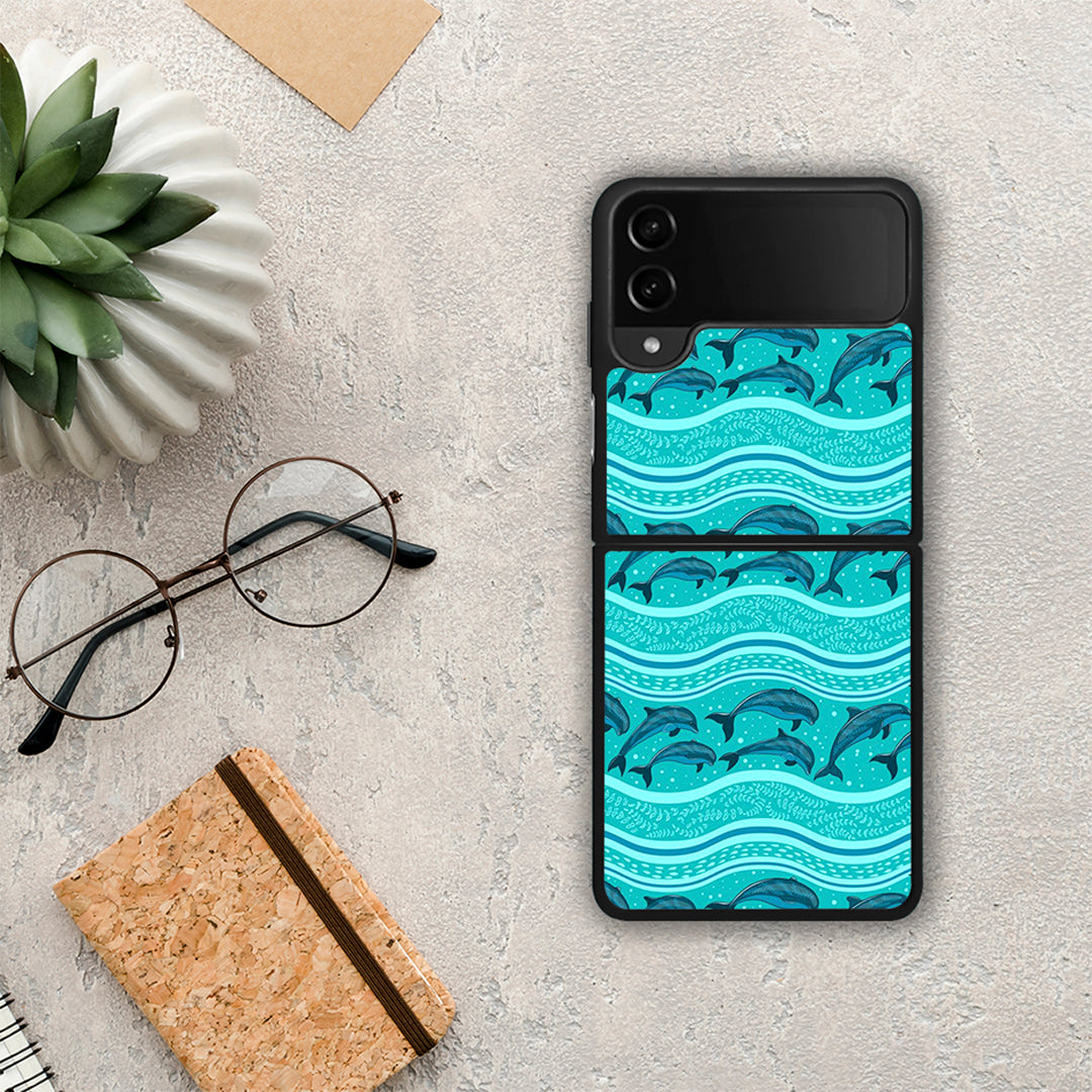 Swimming Dolphins - Samsung Galaxy Z Flip4 θήκη