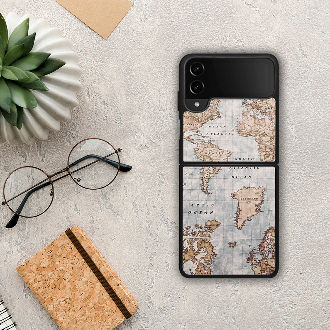 World Map - Samsung Galaxy Z Flip4 θήκη