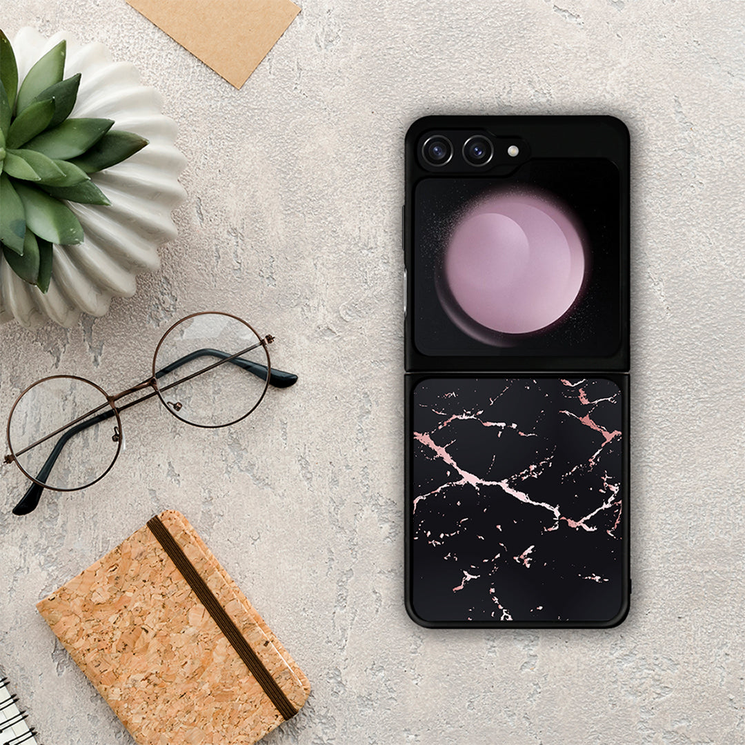 Marble Black Rosegold - Samsung Galaxy Z Flip5 θήκη