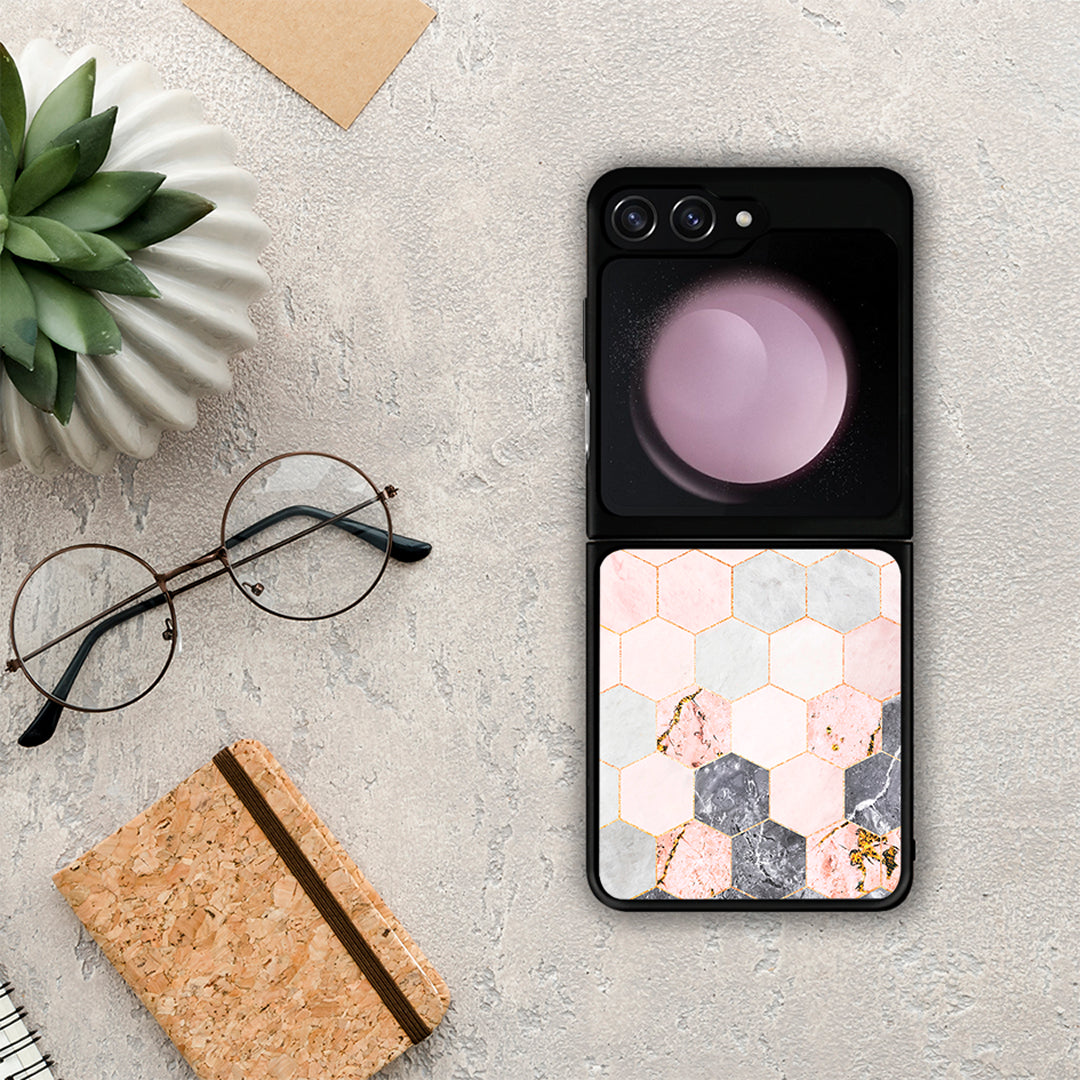 Marble Hexagon Pink - Samsung Galaxy Z Flip5 θήκη