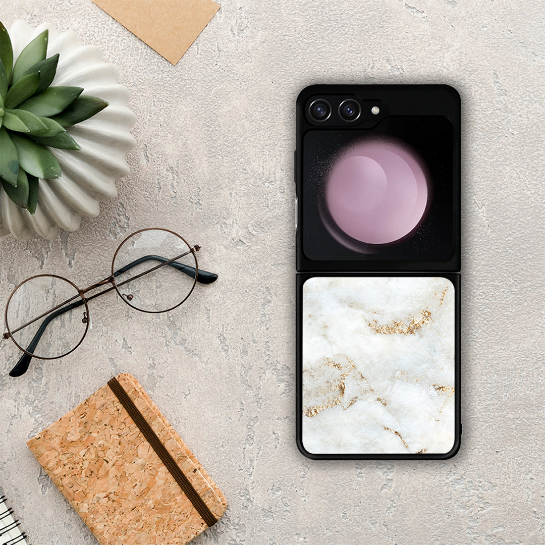 White Gold Marble - Samsung Galaxy Z Flip5 θήκη