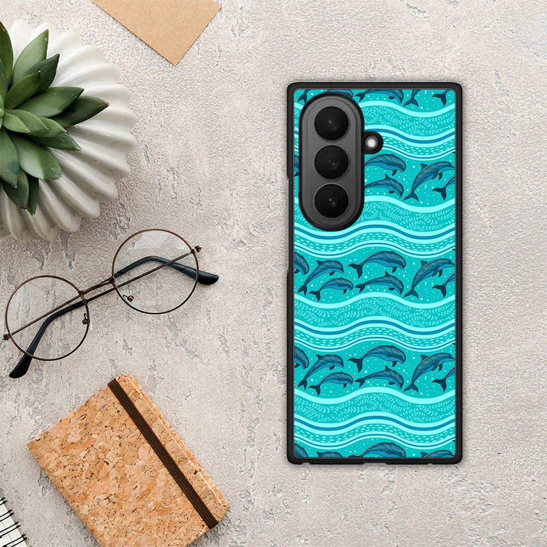 Swimming Dolphins - Samsung Galaxy Z Fold7 θήκη