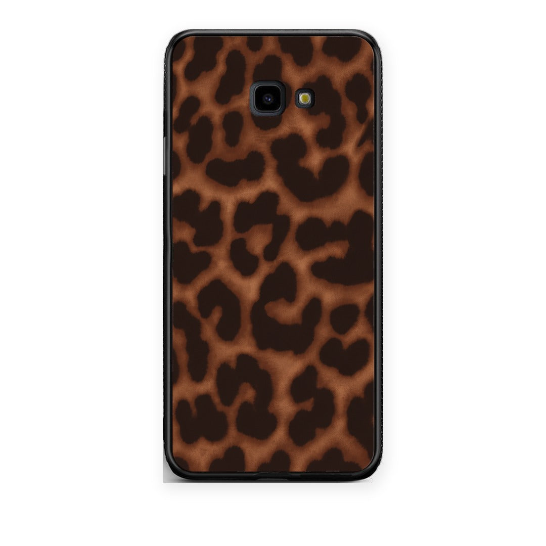 Θήκη Samsung Galaxy J4+ Leopard Print Dark Brown από τη Smartfits με σχέδιο στο πίσω μέρος και μαύρο περίβλημα | Samsung Galaxy J4+ Leopard Print Dark Brown case with colorful back and black bezels