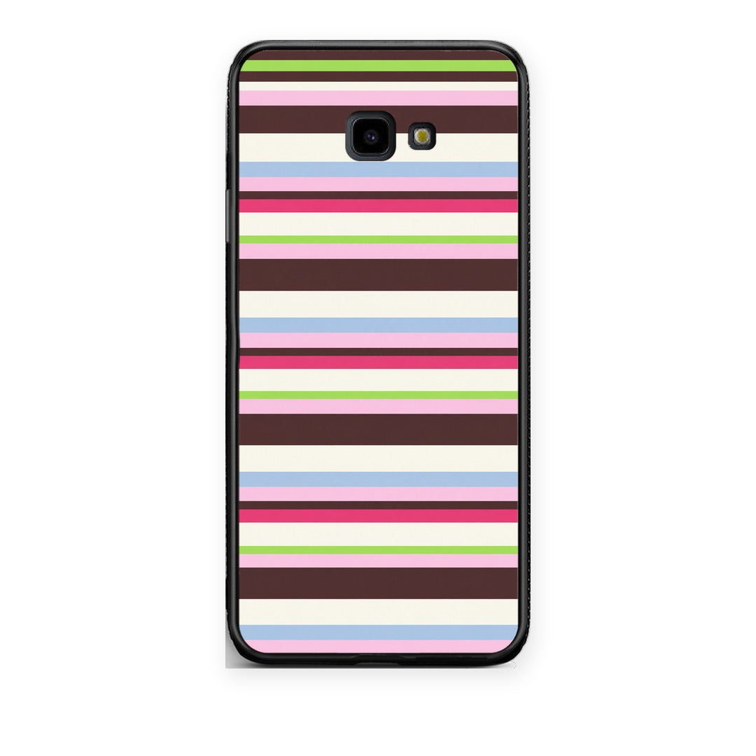 Θήκη Samsung Galaxy J4+ Multicolour Horizontal Stripes από τη Smartfits με σχέδιο στο πίσω μέρος και μαύρο περίβλημα | Samsung Galaxy J4+ Multicolour Horizontal Stripes case with colorful back and black bezels
