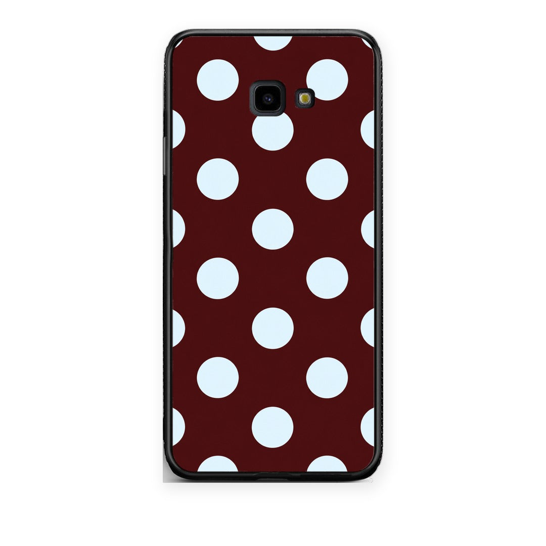 Θήκη Samsung Galaxy J4+ Pale Blue Large Polka Dots on Burgundy από τη Smartfits με σχέδιο στο πίσω μέρος και μαύρο περίβλημα | Samsung Galaxy J4+ Pale Blue Large Polka Dots on Burgundy case with colorful back and black bezels