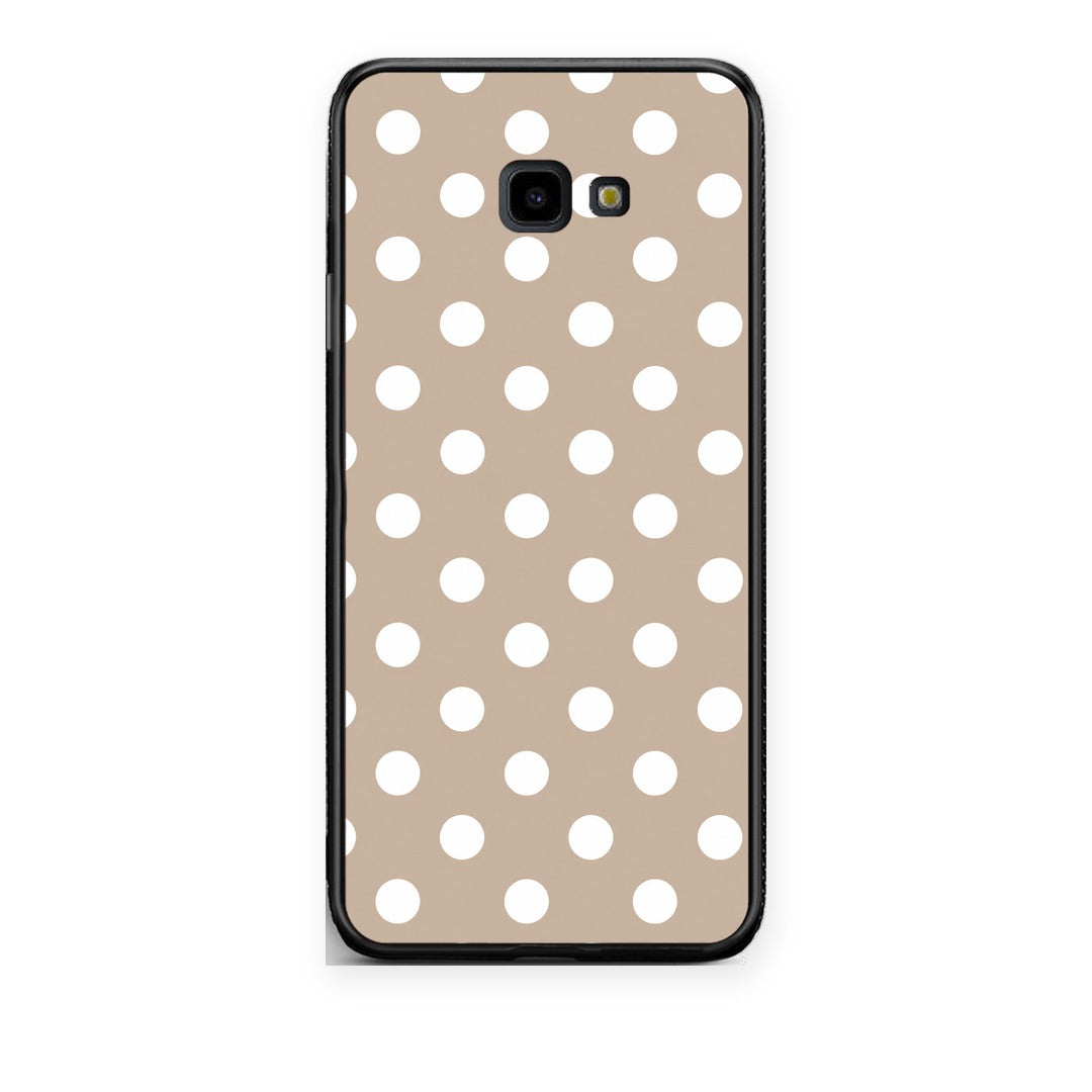 Θήκη Samsung Galaxy J4+ White Polka Dots on Taupe από τη Smartfits με σχέδιο στο πίσω μέρος και μαύρο περίβλημα | Samsung Galaxy J4+ White Polka Dots on Taupe case with colorful back and black bezels