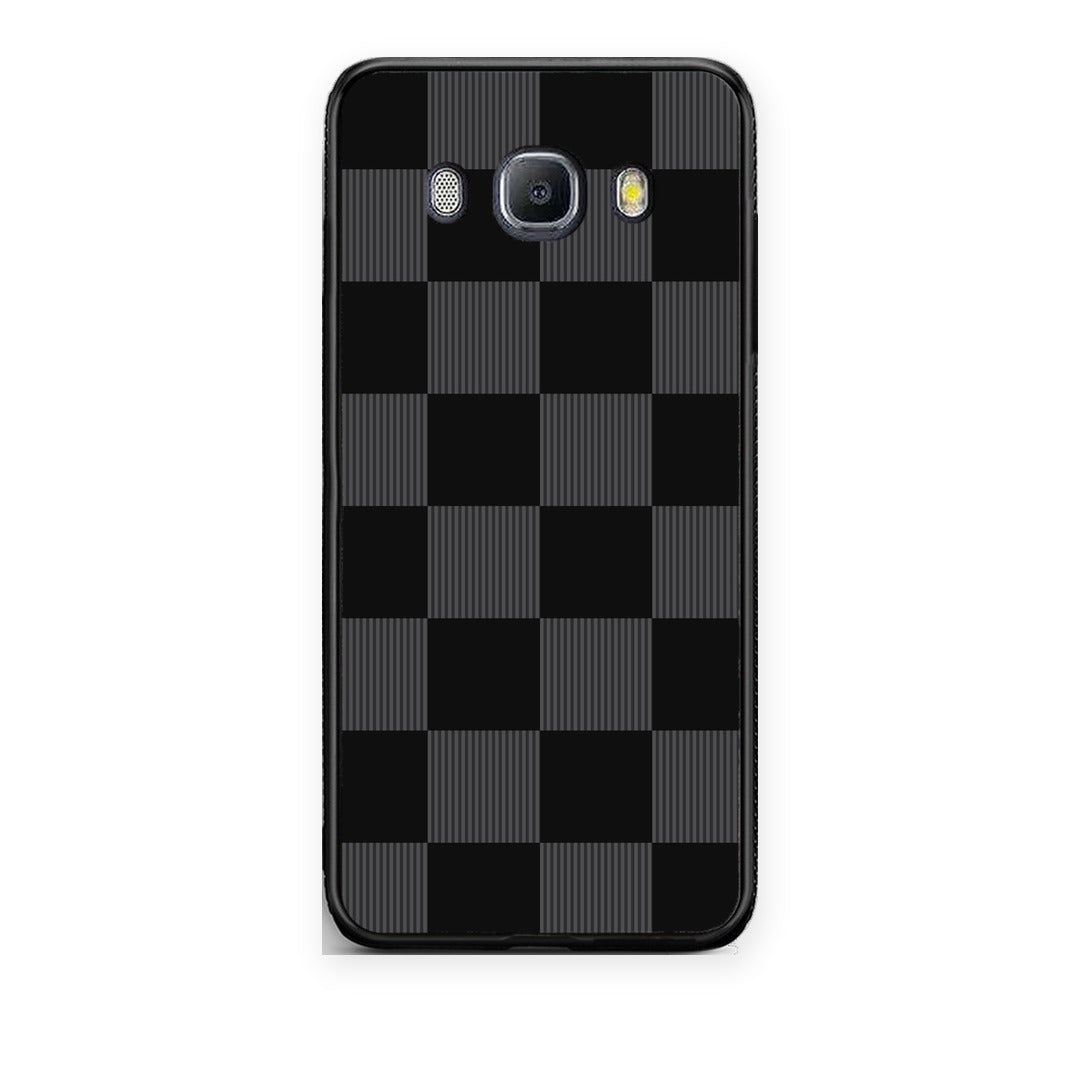 Θήκη Samsung Galaxy J7 2016 Black and Charcoal Striped Checks από τη Smartfits με σχέδιο στο πίσω μέρος και μαύρο περίβλημα | Samsung Galaxy J7 2016 Black and Charcoal Striped Checks case with colorful back and black bezels