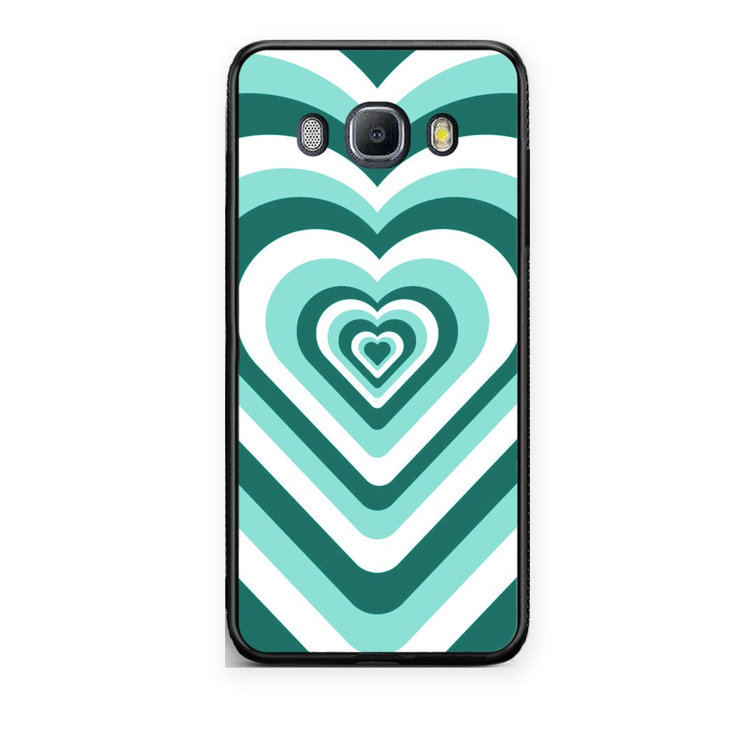 Θήκη Samsung Galaxy J7 2016 Green Hearts από τη Smartfits με σχέδιο στο πίσω μέρος και μαύρο περίβλημα | Samsung Galaxy J7 2016 Green Hearts case with colorful back and black bezels