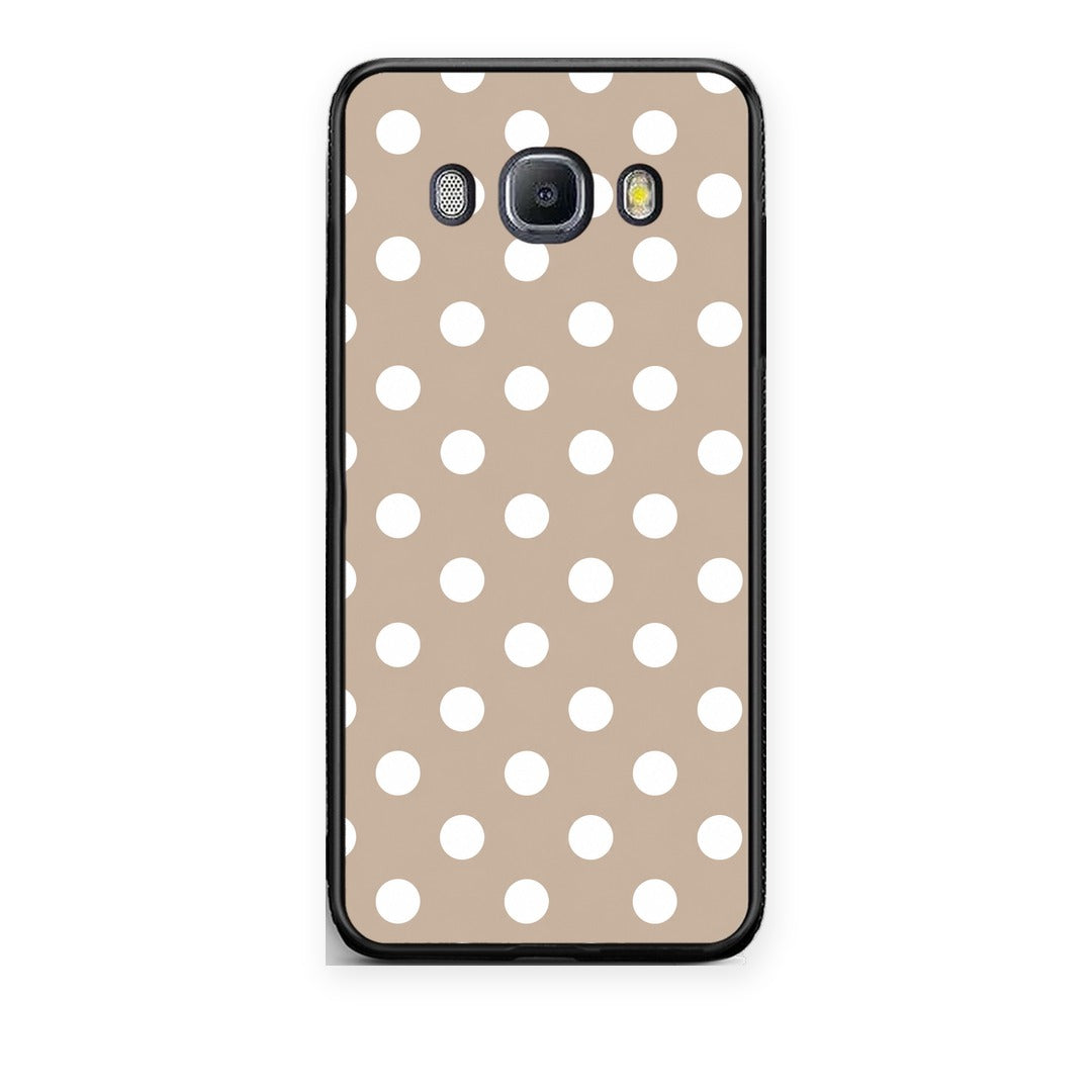 Θήκη Samsung Galaxy J7 2016 White Polka Dots on Taupe από τη Smartfits με σχέδιο στο πίσω μέρος και μαύρο περίβλημα | Samsung Galaxy J7 2016 White Polka Dots on Taupe case with colorful back and black bezels