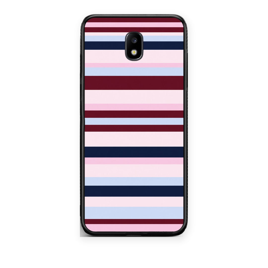 Θήκη Samsung Galaxy J7 2017 Burgundy Pink and Blue Horizontal Stripes από τη Smartfits με σχέδιο στο πίσω μέρος και μαύρο περίβλημα | Samsung Galaxy J7 2017 Burgundy Pink and Blue Horizontal Stripes case with colorful back and black bezels