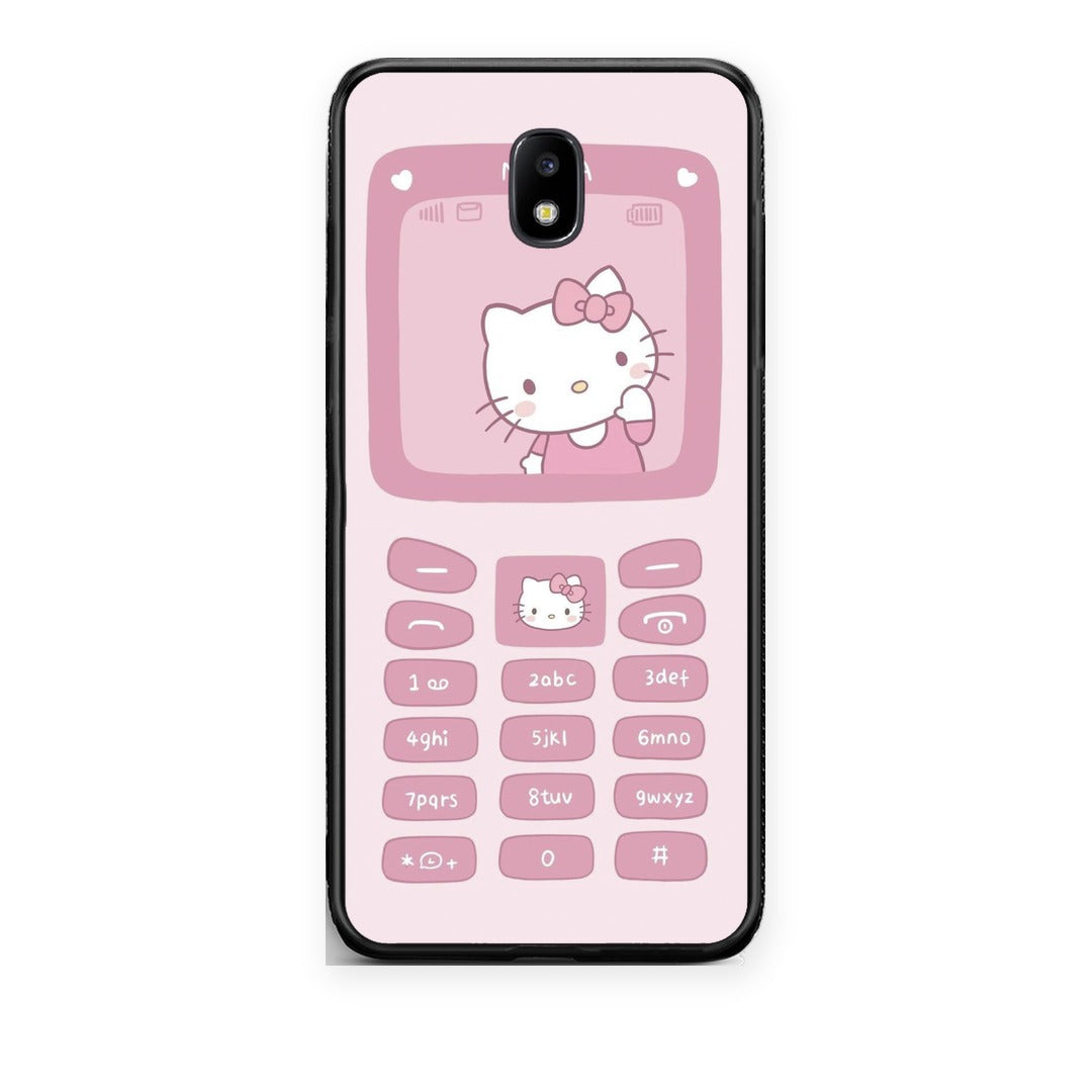Θήκη Samsung Galaxy J7 2017 Hello Kitten από τη Smartfits με σχέδιο στο πίσω μέρος και μαύρο περίβλημα | Samsung Galaxy J7 2017 Hello Kitten case with colorful back and black bezels