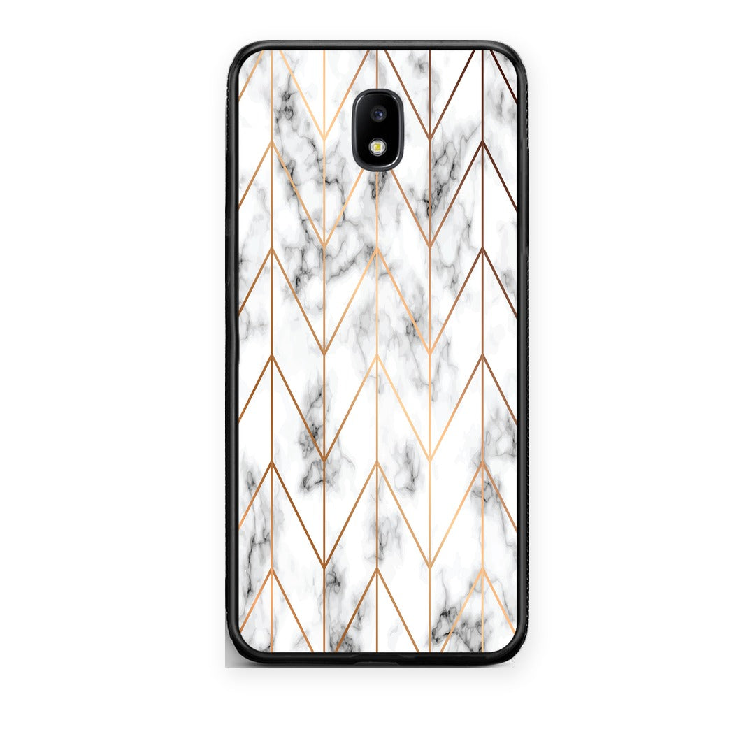 Θήκη Samsung Galaxy J7 2017 Marble Gold Geometric από τη Smartfits με σχέδιο στο πίσω μέρος και μαύρο περίβλημα | Samsung Galaxy J7 2017 Marble Gold Geometric case with colorful back and black bezels