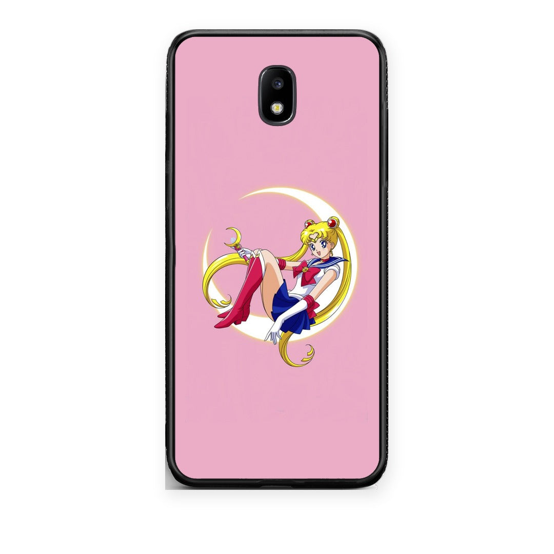 Θήκη Samsung Galaxy J7 2017 Moon Girl από τη Smartfits με σχέδιο στο πίσω μέρος και μαύρο περίβλημα | Samsung Galaxy J7 2017 Moon Girl case with colorful back and black bezels
