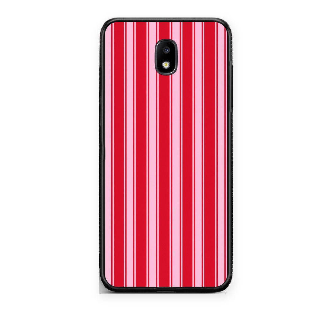 Θήκη Samsung Galaxy J7 2017 Red and Pink Vertical Pinstripes από τη Smartfits με σχέδιο στο πίσω μέρος και μαύρο περίβλημα | Samsung Galaxy J7 2017 Red and Pink Vertical Pinstripes case with colorful back and black bezels