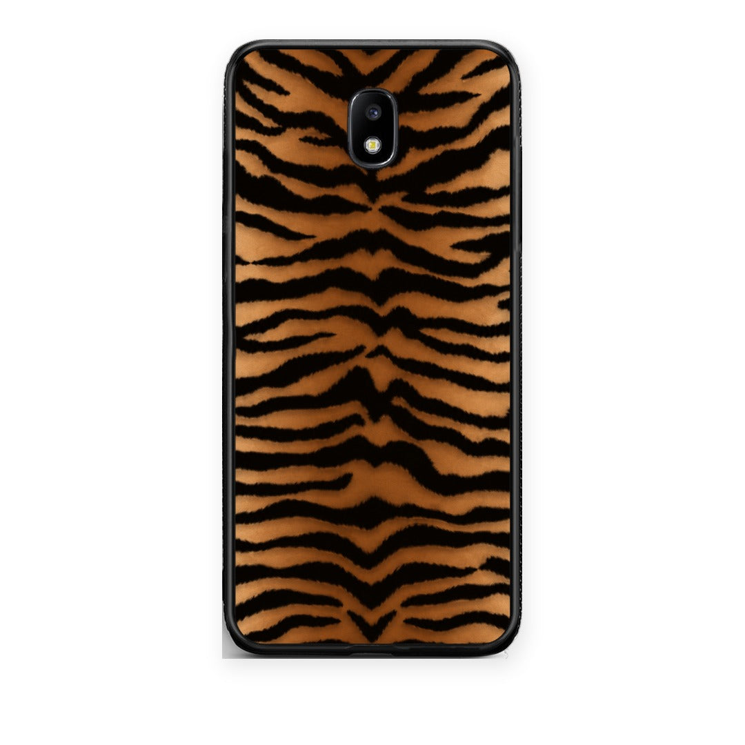 Θήκη Samsung Galaxy J7 2017 Tiger Print Orange and Black από τη Smartfits με σχέδιο στο πίσω μέρος και μαύρο περίβλημα | Samsung Galaxy J7 2017 Tiger Print Orange and Black case with colorful back and black bezels