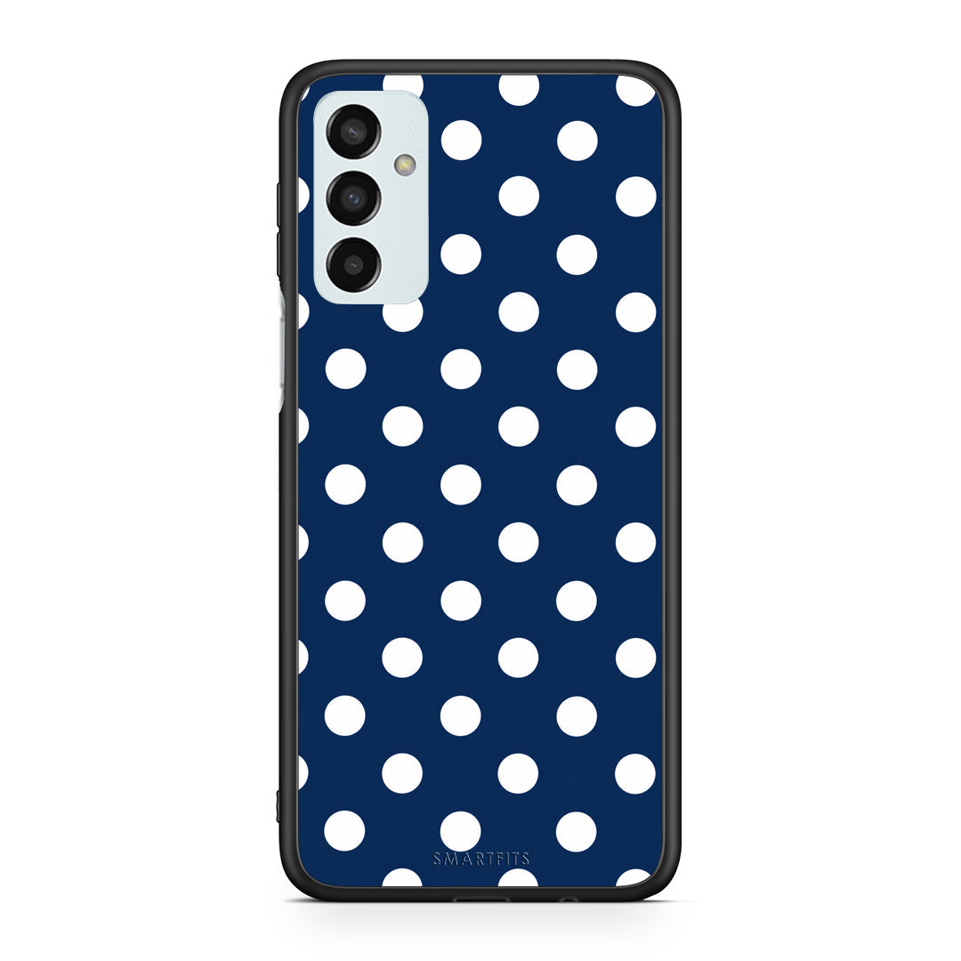 Θήκη Samsung Galaxy M13 White Large Polka Dots on Navy από τη Smartfits με σχέδιο στο πίσω μέρος και μαύρο περίβλημα | Samsung Galaxy M13 White Large Polka Dots on Navy case with colorful back and black bezels
