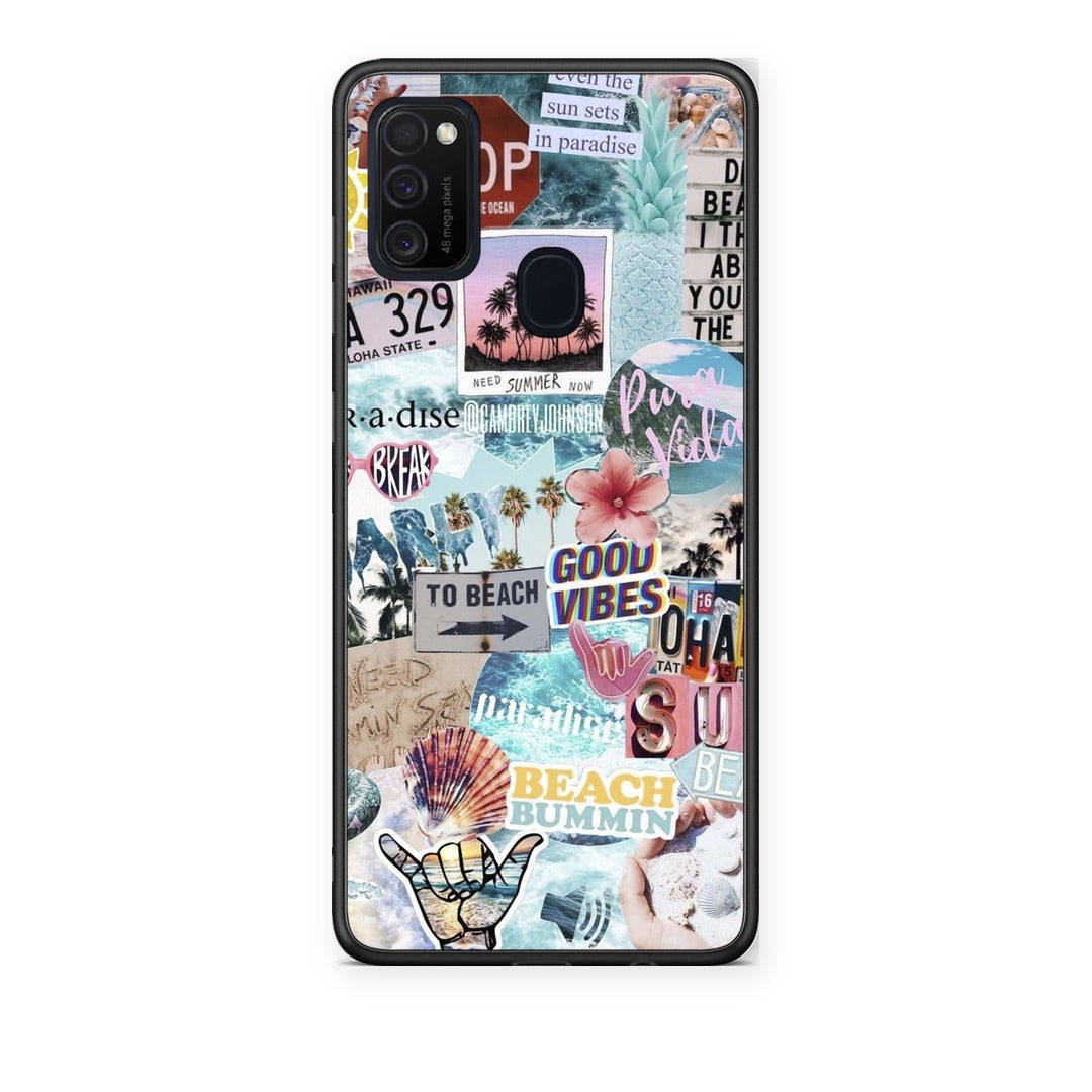 Θήκη Samsung Galaxy M21 / M30s Summer Vibes από τη Smartfits με σχέδιο στο πίσω μέρος και μαύρο περίβλημα | Samsung Galaxy M21 / M30s Summer Vibes case with colorful back and black bezels