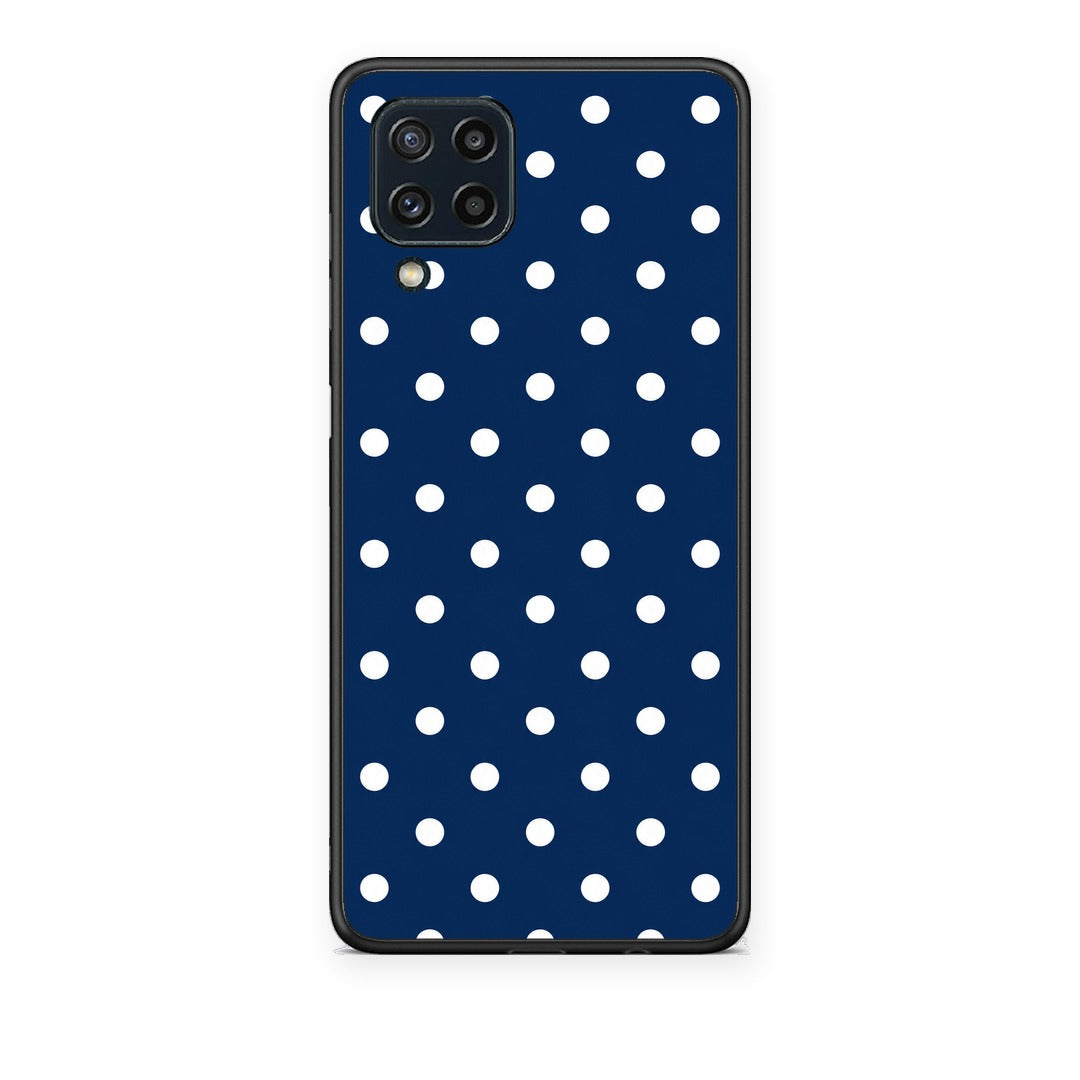 Θήκη Samsung Galaxy M32 4G / M22 White Small Polka Dots on Navy από τη Smartfits με σχέδιο στο πίσω μέρος και μαύρο περίβλημα | Samsung Galaxy M32 4G / M22 White Small Polka Dots on Navy case with colorful back and black bezels