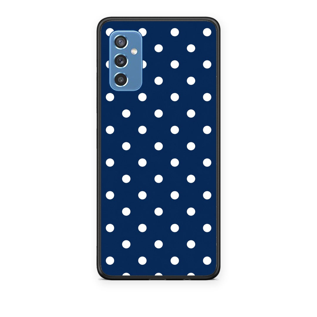 Θήκη Samsung Galaxy M52 5G White Small Polka Dots on Navy από τη Smartfits με σχέδιο στο πίσω μέρος και μαύρο περίβλημα | Samsung Galaxy M52 5G White Small Polka Dots on Navy case with colorful back and black bezels