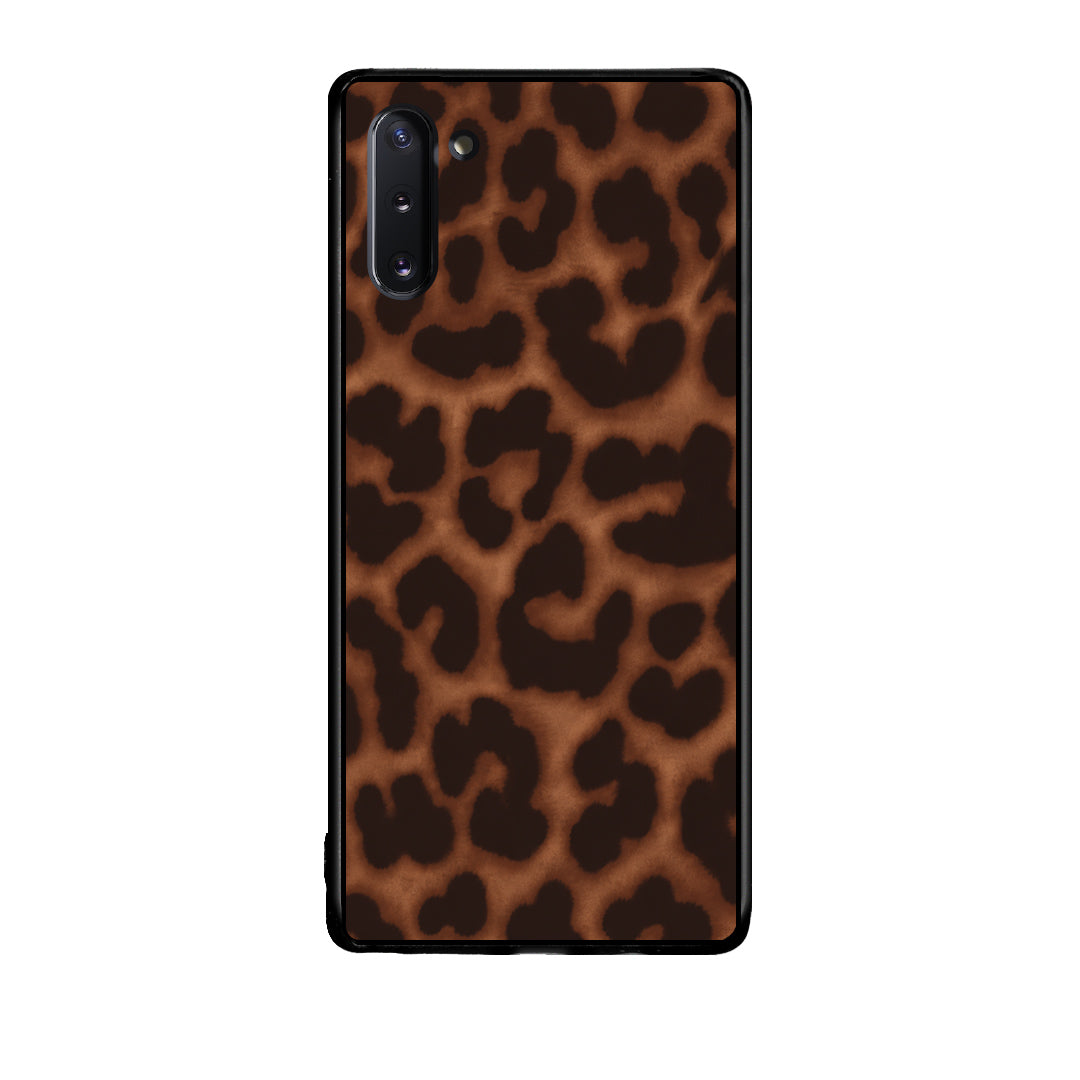 Θήκη Samsung Galaxy Note 10 Leopard Print Dark Brown από τη Smartfits με σχέδιο στο πίσω μέρος και μαύρο περίβλημα | Samsung Galaxy Note 10 Leopard Print Dark Brown case with colorful back and black bezels