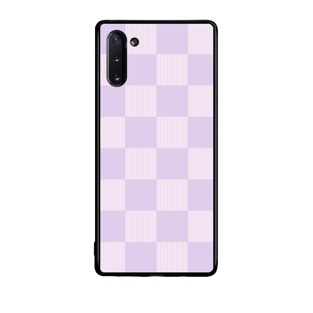Θήκη Samsung Galaxy Note 10 Lilac and Cream Striped Checks από τη Smartfits με σχέδιο στο πίσω μέρος και μαύρο περίβλημα | Samsung Galaxy Note 10 Lilac and Cream Striped Checks case with colorful back and black bezels