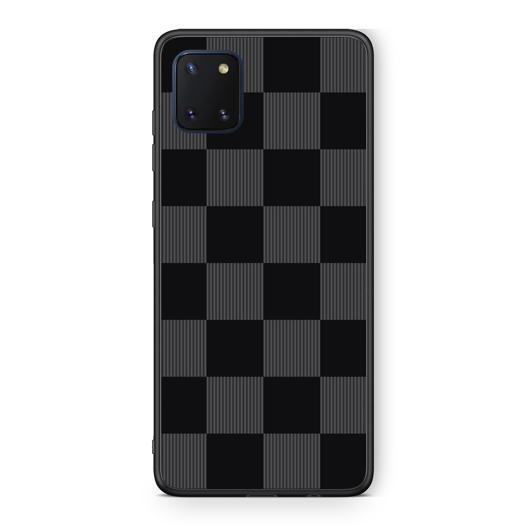Θήκη Samsung Galaxy Note 10 Lite Black and Charcoal Striped Checks από τη Smartfits με σχέδιο στο πίσω μέρος και μαύρο περίβλημα | Samsung Galaxy Note 10 Lite Black and Charcoal Striped Checks case with colorful back and black bezels