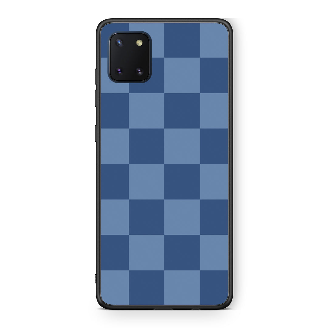 Θήκη Samsung Galaxy Note 10 Lite Denim Blue Checkerboard από τη Smartfits με σχέδιο στο πίσω μέρος και μαύρο περίβλημα | Samsung Galaxy Note 10 Lite Denim Blue Checkerboard case with colorful back and black bezels