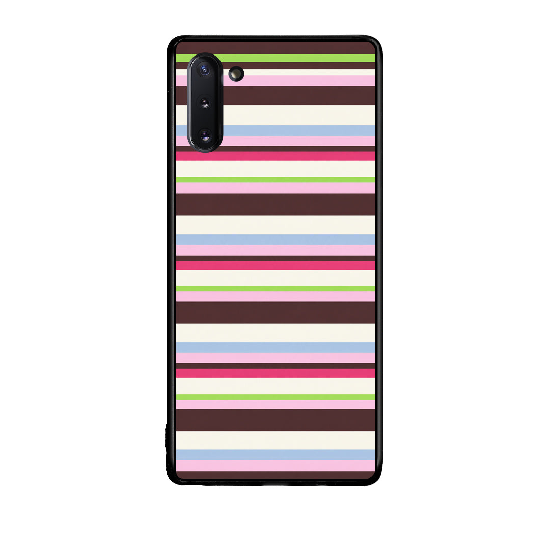 Θήκη Samsung Galaxy Note 10 Multicolour Horizontal Stripes από τη Smartfits με σχέδιο στο πίσω μέρος και μαύρο περίβλημα | Samsung Galaxy Note 10 Multicolour Horizontal Stripes case with colorful back and black bezels
