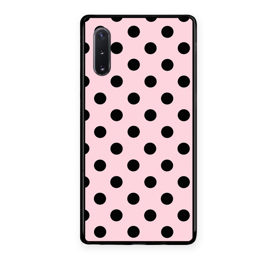 Θήκη Samsung Galaxy Note 10+ Black Polka Dots on Pink από τη Smartfits με σχέδιο στο πίσω μέρος και μαύρο περίβλημα | Samsung Galaxy Note 10+ Black Polka Dots on Pink case with colorful back and black bezels