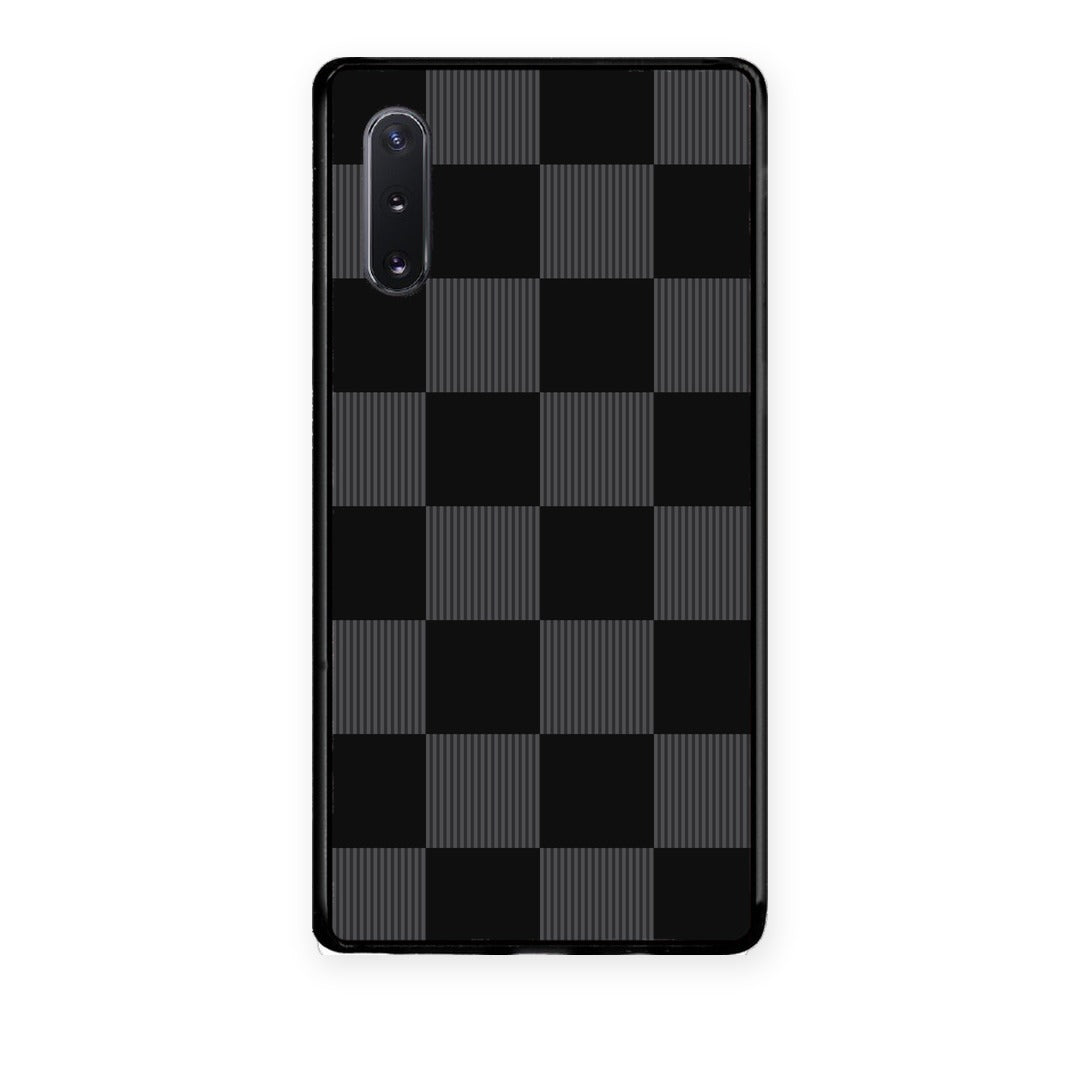 Θήκη Samsung Galaxy Note 10+ Black and Charcoal Striped Checks από τη Smartfits με σχέδιο στο πίσω μέρος και μαύρο περίβλημα | Samsung Galaxy Note 10+ Black and Charcoal Striped Checks case with colorful back and black bezels