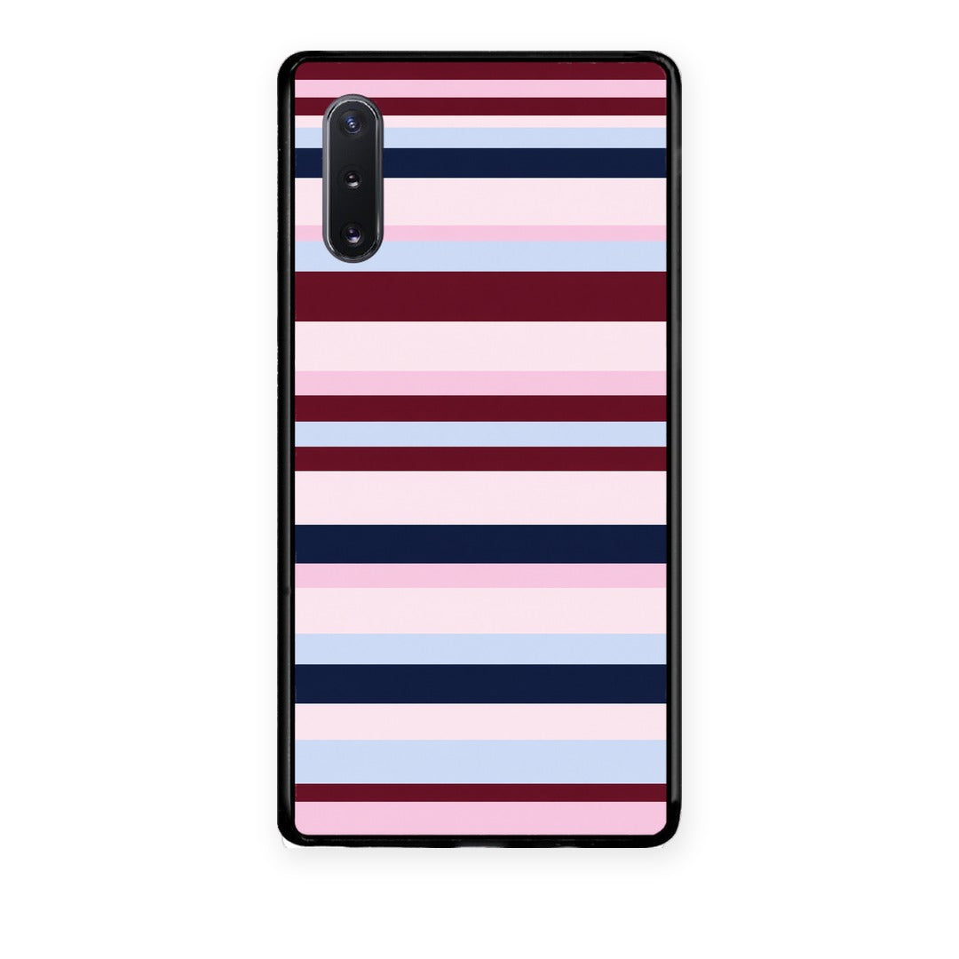 Θήκη Samsung Galaxy Note 10+ Burgundy Pink and Blue Horizontal Stripes από τη Smartfits με σχέδιο στο πίσω μέρος και μαύρο περίβλημα | Samsung Galaxy Note 10+ Burgundy Pink and Blue Horizontal Stripes case with colorful back and black bezels