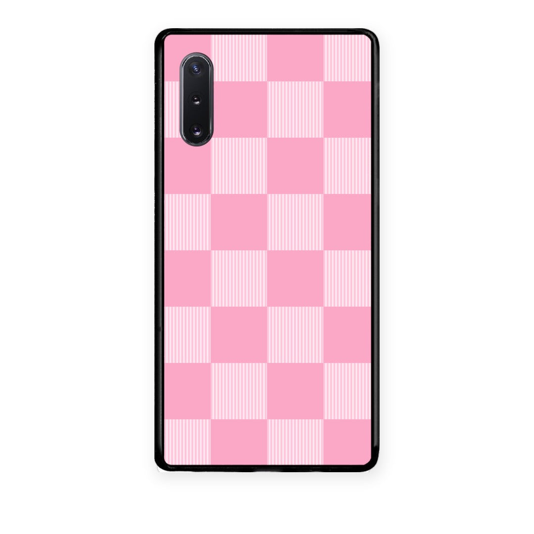 Θήκη Samsung Galaxy Note 10+ Pink and White Striped Checks από τη Smartfits με σχέδιο στο πίσω μέρος και μαύρο περίβλημα | Samsung Galaxy Note 10+ Pink and White Striped Checks case with colorful back and black bezels