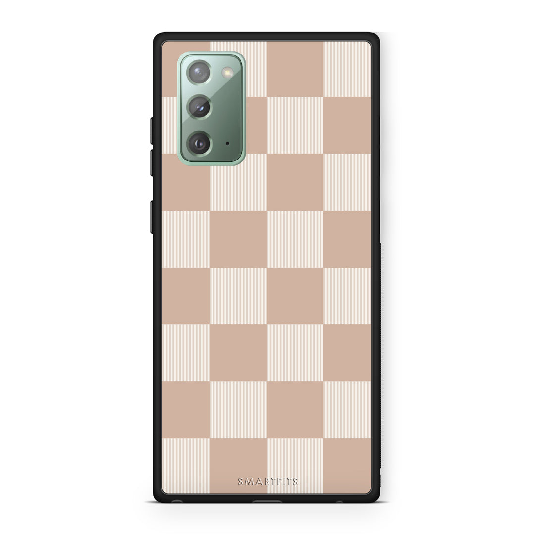 Θήκη Samsung Galaxy Note 20 Latte and Cream Striped Checks από τη Smartfits με σχέδιο στο πίσω μέρος και μαύρο περίβλημα | Samsung Galaxy Note 20 Latte and Cream Striped Checks case with colorful back and black bezels