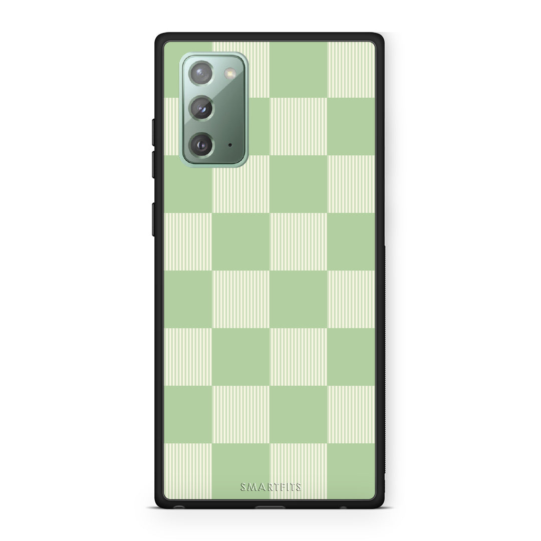 Θήκη Samsung Galaxy Note 20 Sage and Cream Striped Checks από τη Smartfits με σχέδιο στο πίσω μέρος και μαύρο περίβλημα | Samsung Galaxy Note 20 Sage and Cream Striped Checks case with colorful back and black bezels