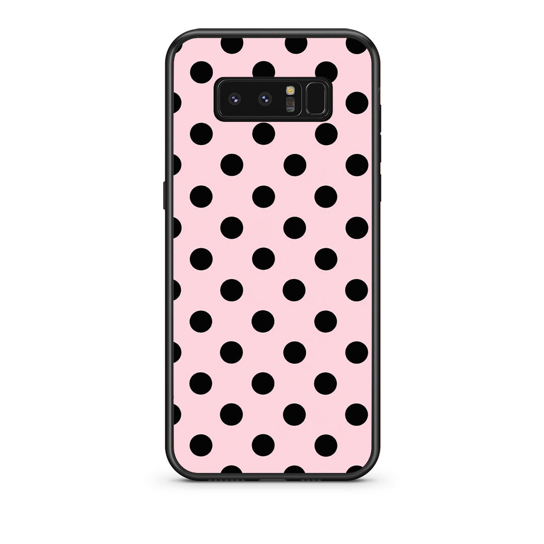 Θήκη Samsung Galaxy Note 8 Black Polka Dots on Pink από τη Smartfits με σχέδιο στο πίσω μέρος και μαύρο περίβλημα | Samsung Galaxy Note 8 Black Polka Dots on Pink case with colorful back and black bezels