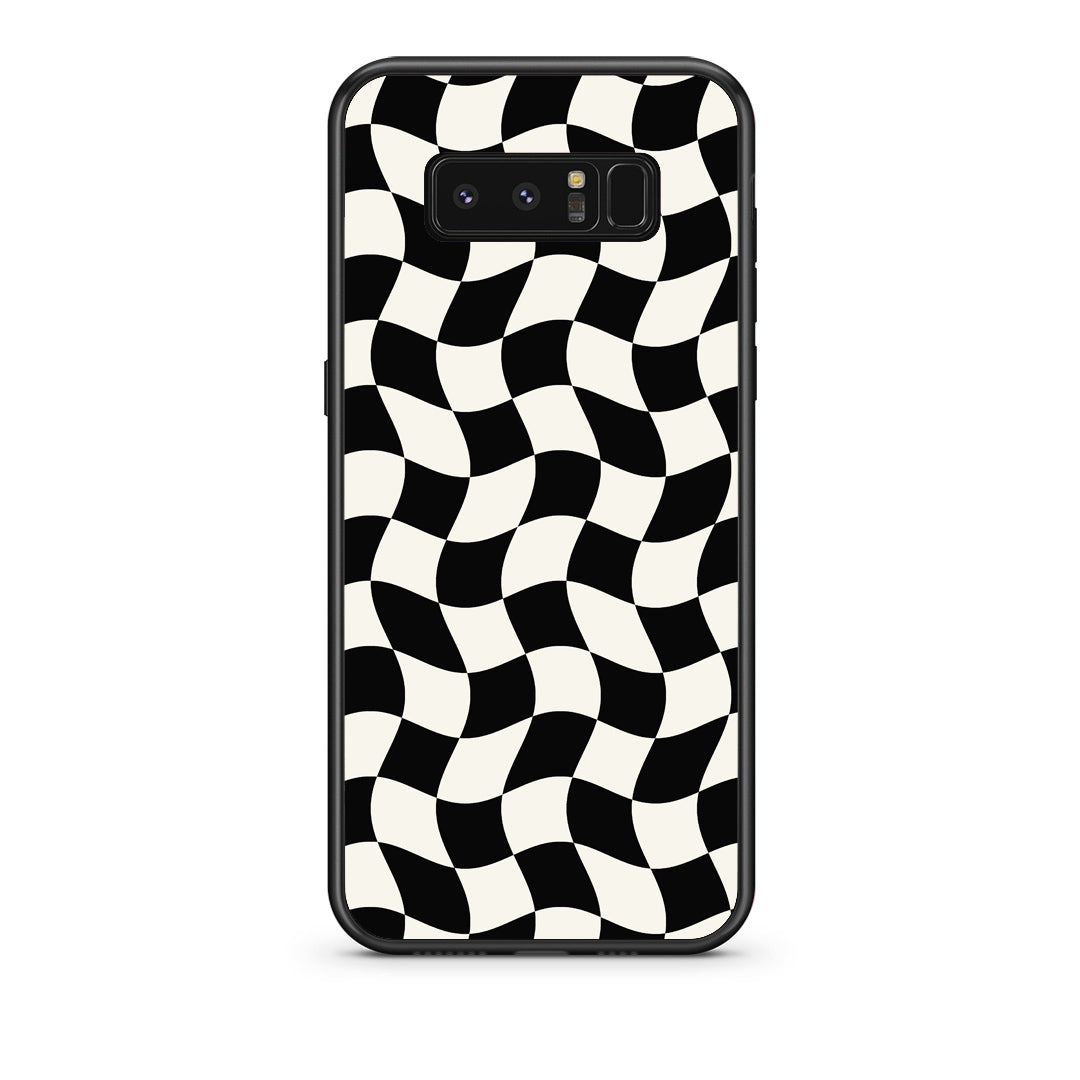 Θήκη Samsung Galaxy Note 8 Black and Cream Wavy Checkerboard από τη Smartfits με σχέδιο στο πίσω μέρος και μαύρο περίβλημα | Samsung Galaxy Note 8 Black and Cream Wavy Checkerboard case with colorful back and black bezels