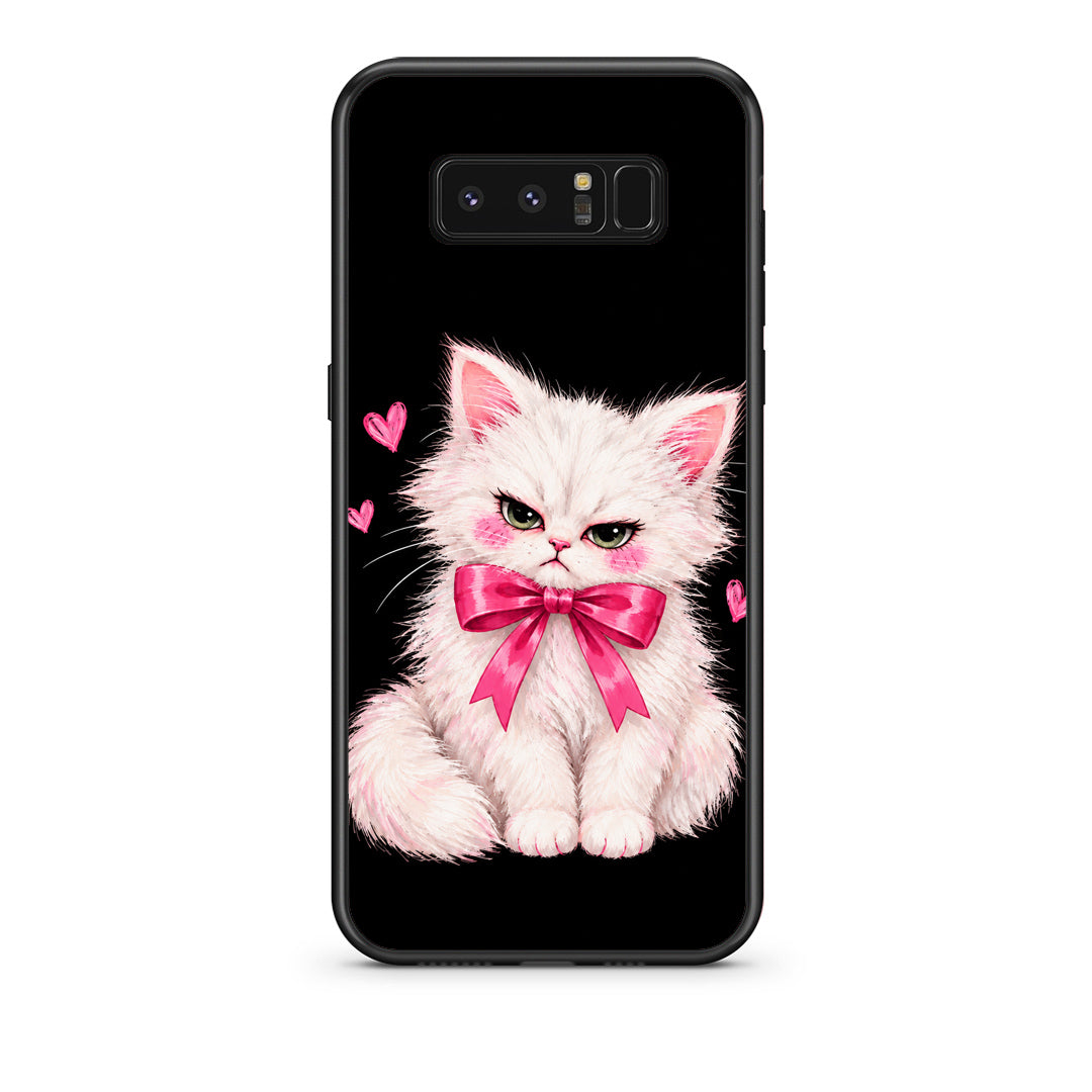 Θήκη Samsung Galaxy Note 8 Grumpy Party Kitten on Black από τη Smartfits με σχέδιο στο πίσω μέρος και μαύρο περίβλημα | Samsung Galaxy Note 8 Grumpy Party Kitten on Black case with colorful back and black bezels