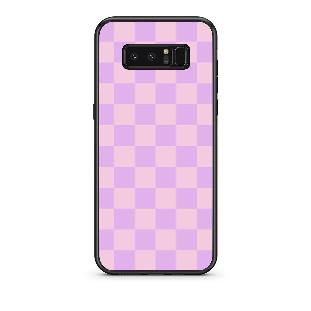 Θήκη Samsung Galaxy Note 8 Lavender and Pink Checkerboard από τη Smartfits με σχέδιο στο πίσω μέρος και μαύρο περίβλημα | Samsung Galaxy Note 8 Lavender and Pink Checkerboard case with colorful back and black bezels