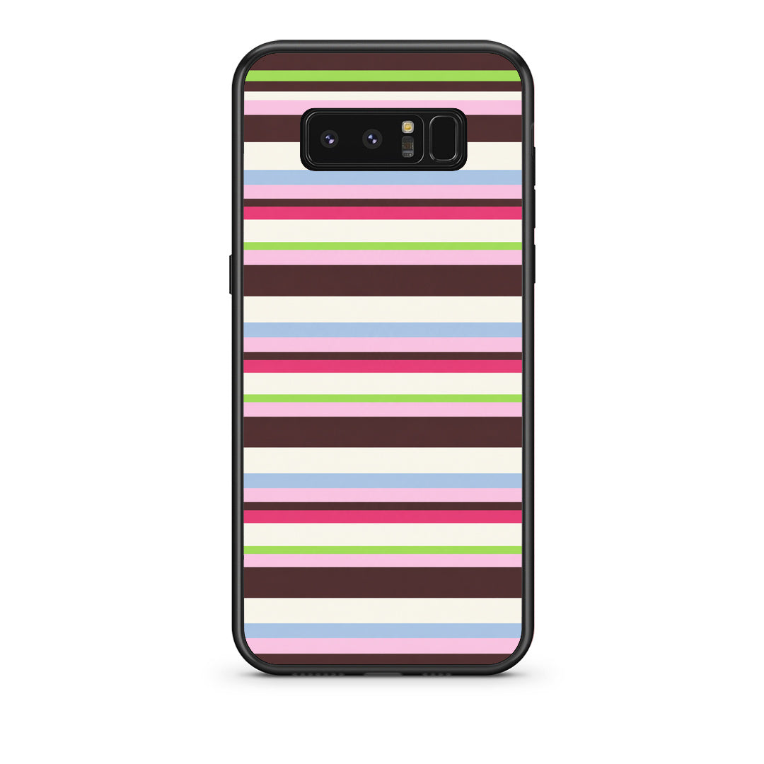 Θήκη Samsung Galaxy Note 8 Multicolour Horizontal Stripes από τη Smartfits με σχέδιο στο πίσω μέρος και μαύρο περίβλημα | Samsung Galaxy Note 8 Multicolour Horizontal Stripes case with colorful back and black bezels