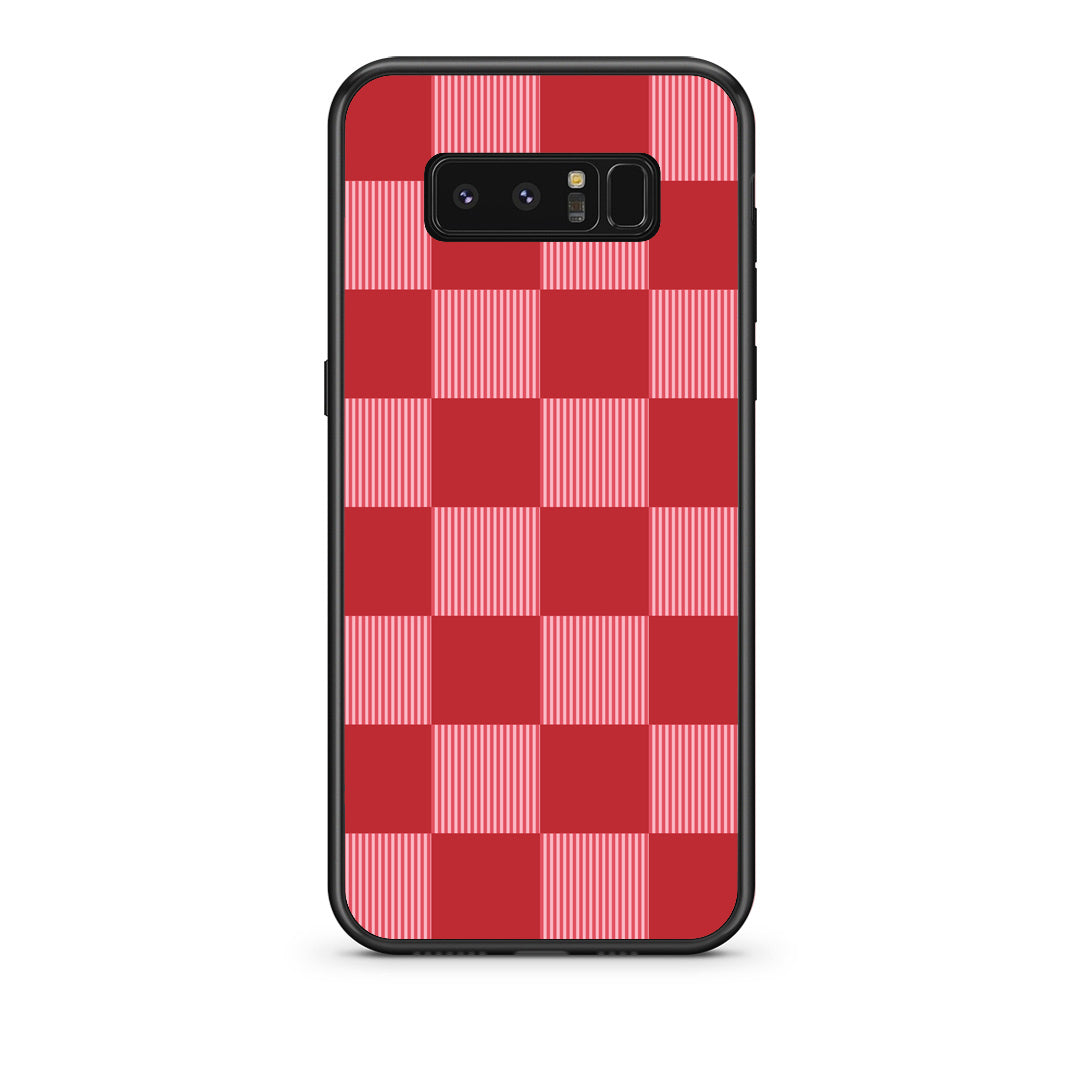 Θήκη Samsung Galaxy Note 8 Red and Pink Striped Checks από τη Smartfits με σχέδιο στο πίσω μέρος και μαύρο περίβλημα | Samsung Galaxy Note 8 Red and Pink Striped Checks case with colorful back and black bezels