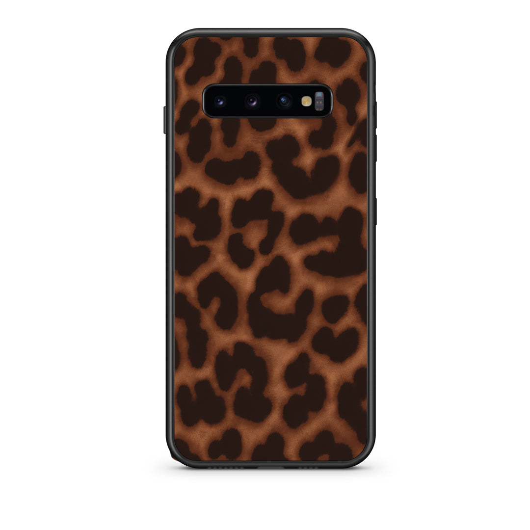 Θήκη Samsung Galaxy S10 Leopard Print Dark Brown από τη Smartfits με σχέδιο στο πίσω μέρος και μαύρο περίβλημα | Samsung Galaxy S10 Leopard Print Dark Brown case with colorful back and black bezels