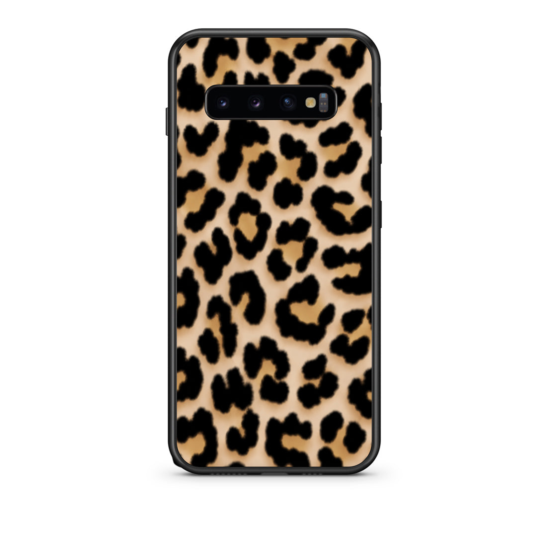 Θήκη Samsung Galaxy S10 Leopard Print Tan Small από τη Smartfits με σχέδιο στο πίσω μέρος και μαύρο περίβλημα | Samsung Galaxy S10 Leopard Print Tan Small case with colorful back and black bezels