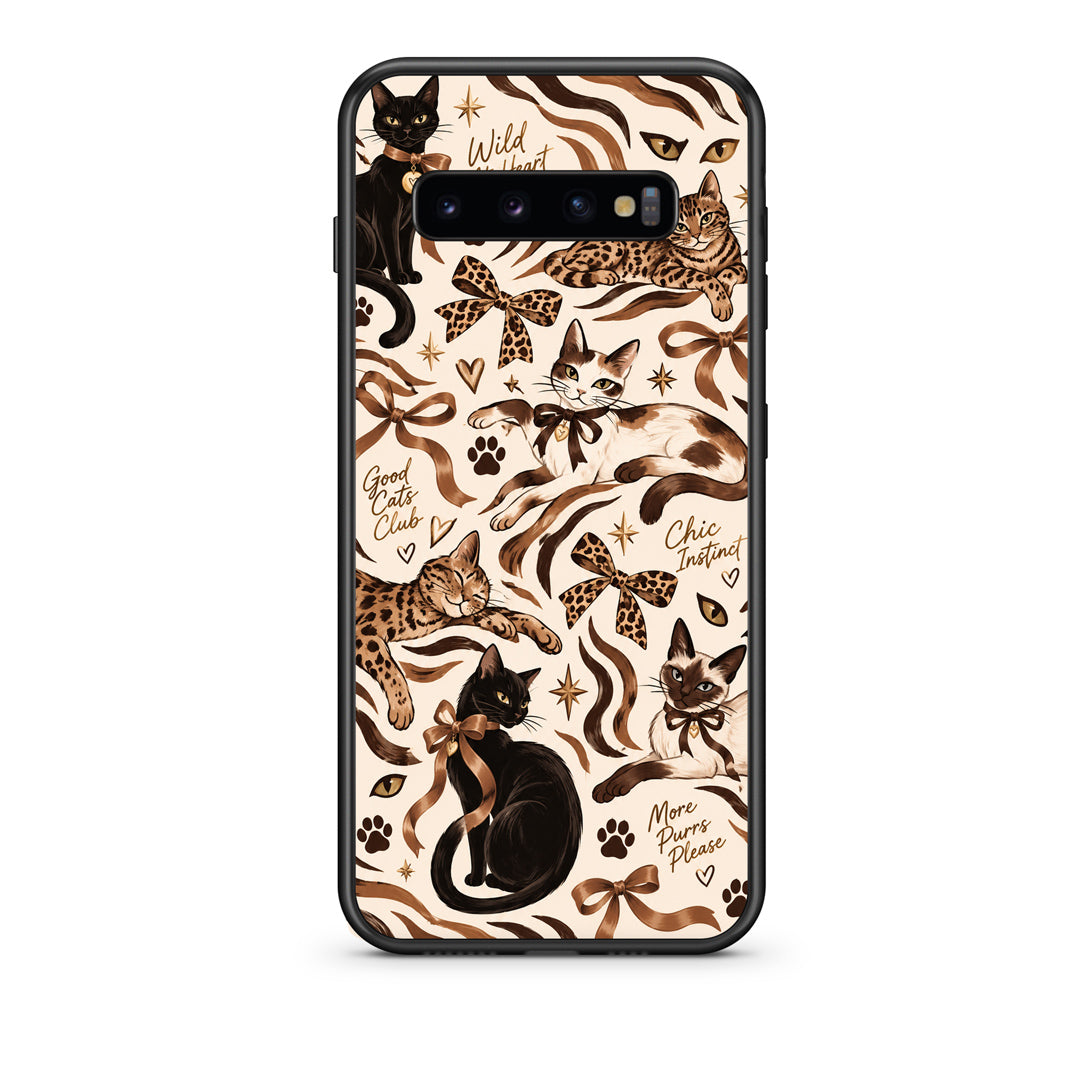 Θήκη Samsung Galaxy S10+ Wild Cats and Animal Print Collage από τη Smartfits με σχέδιο στο πίσω μέρος και μαύρο περίβλημα | Samsung Galaxy S10+ Wild Cats and Animal Print Collage case with colorful back and black bezels