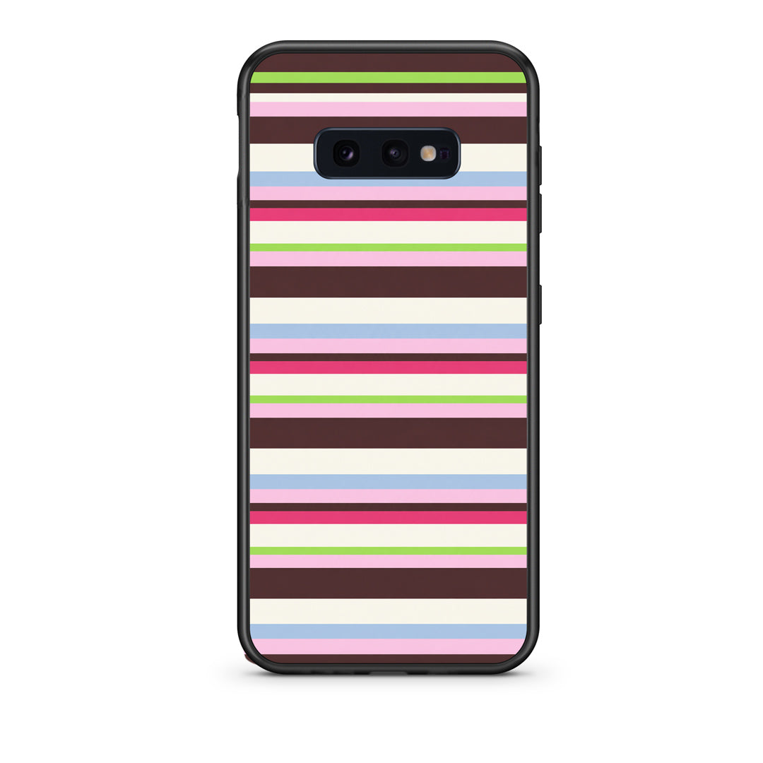 Θήκη Samsung Galaxy S10e Multicolour Horizontal Stripes από τη Smartfits με σχέδιο στο πίσω μέρος και μαύρο περίβλημα | Samsung Galaxy S10e Multicolour Horizontal Stripes case with colorful back and black bezels