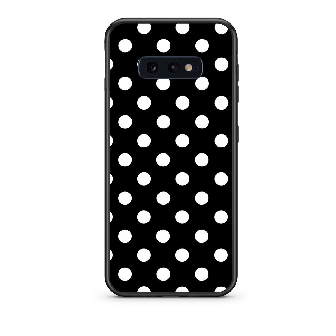 Θήκη Samsung Galaxy S10e White Polka Dots on Black από τη Smartfits με σχέδιο στο πίσω μέρος και μαύρο περίβλημα | Samsung Galaxy S10e White Polka Dots on Black case with colorful back and black bezels