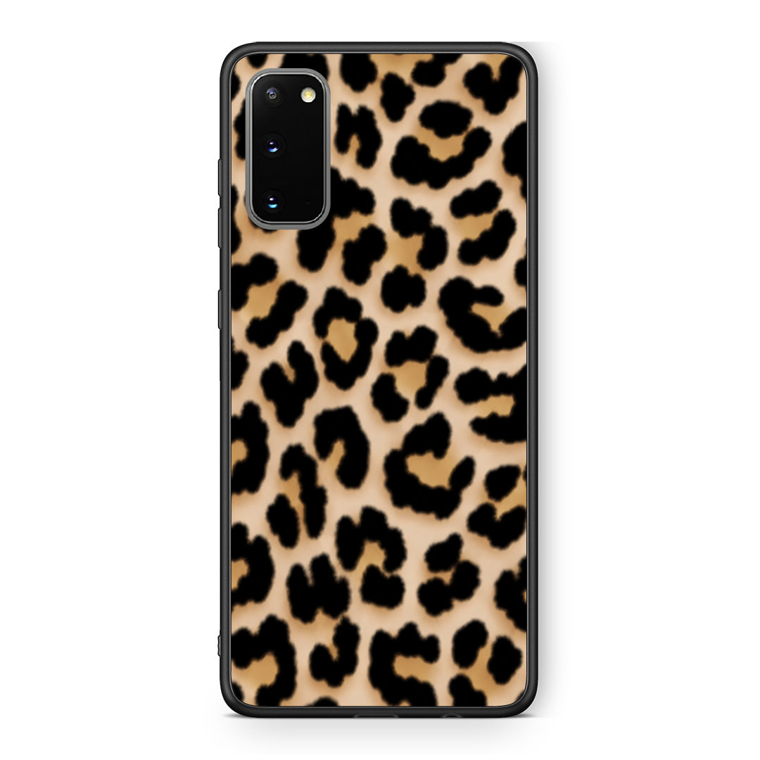 Θήκη Samsung Galaxy S20 Leopard Print Tan Small από τη Smartfits με σχέδιο στο πίσω μέρος και μαύρο περίβλημα | Samsung Galaxy S20 Leopard Print Tan Small case with colorful back and black bezels